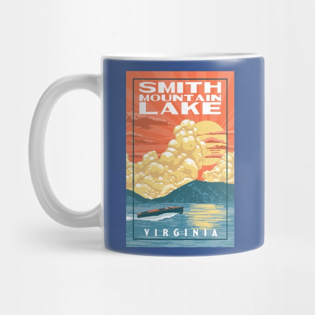 Smith Mountain Lake Virginia Vintage Boat WPA Poster Style by GIANTSTEPDESIGN